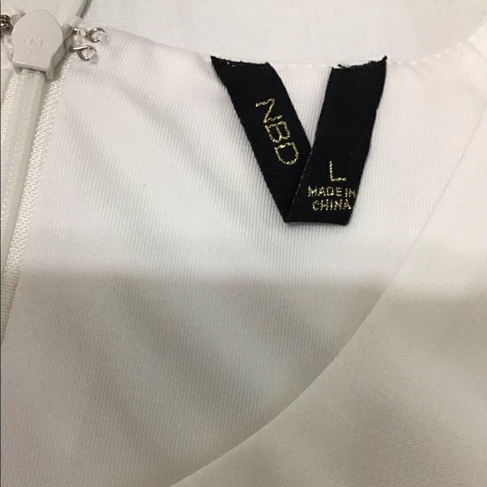 NBD White Midi Cut Out Sides Fit And Flare Dress Size Large - Picture 8 of 12